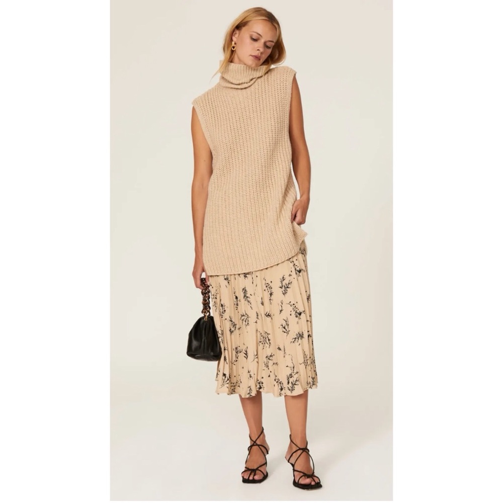Sweet Baby Jamie Tan Brown Knit Wool Blend Sleeveless Turtleneck Sweater